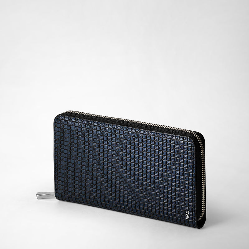 Zip-around wallet in stepan - ocean blue/black