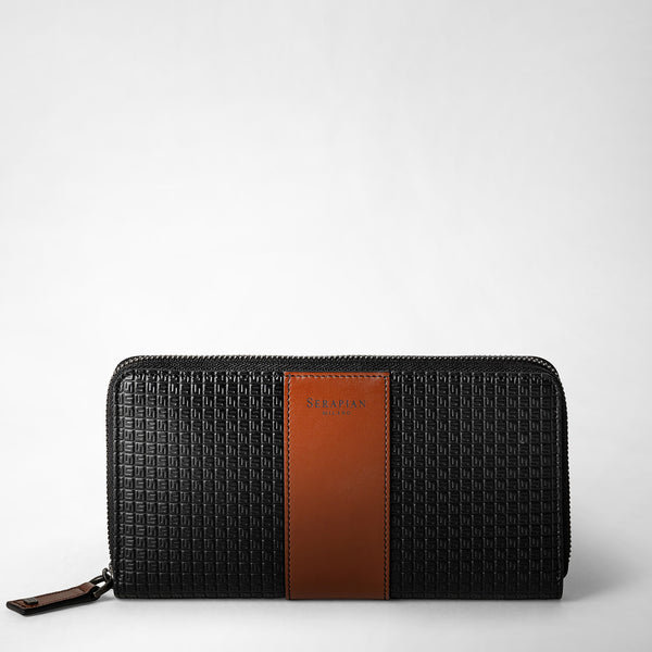 Zip-around wallet in stepan 72 - black/cuoio