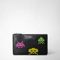 POUCH WITH ZIP IN STEPAN Space Invaders Black