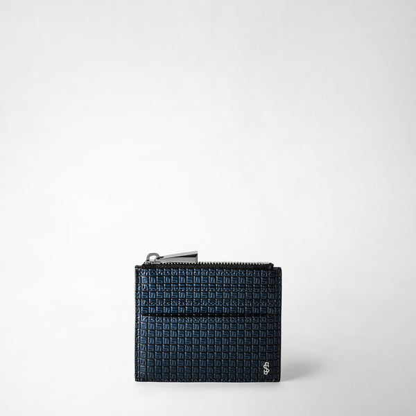 Zip card case in stepan - ocean blue/black