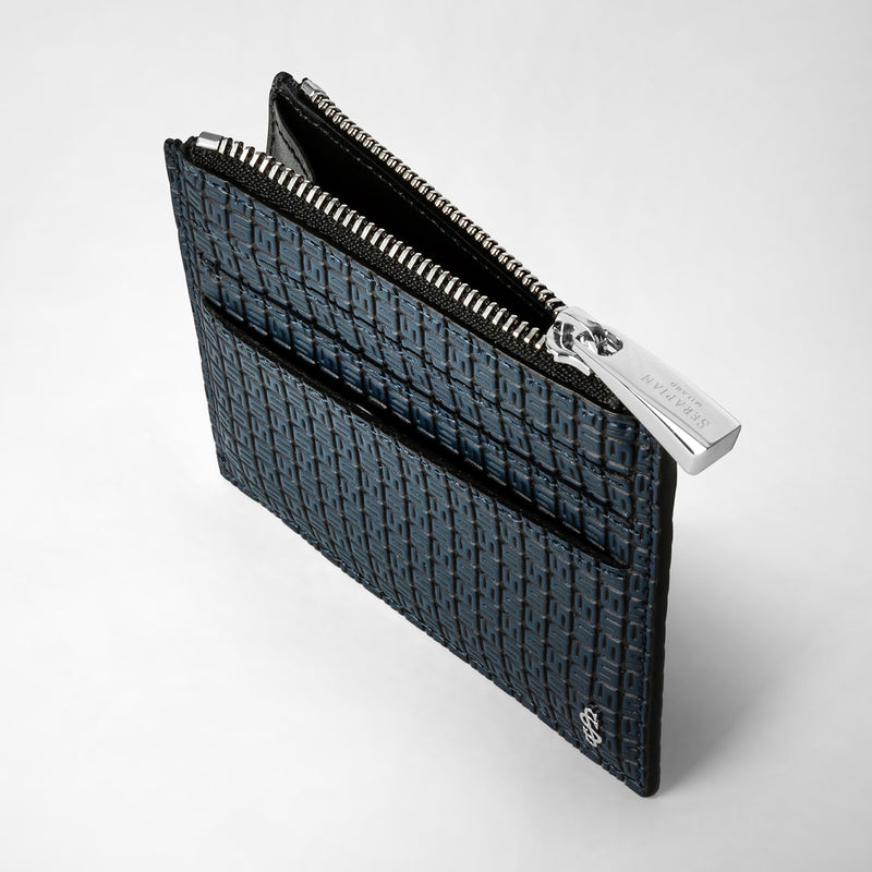 Zip card case in stepan - ocean blue/black