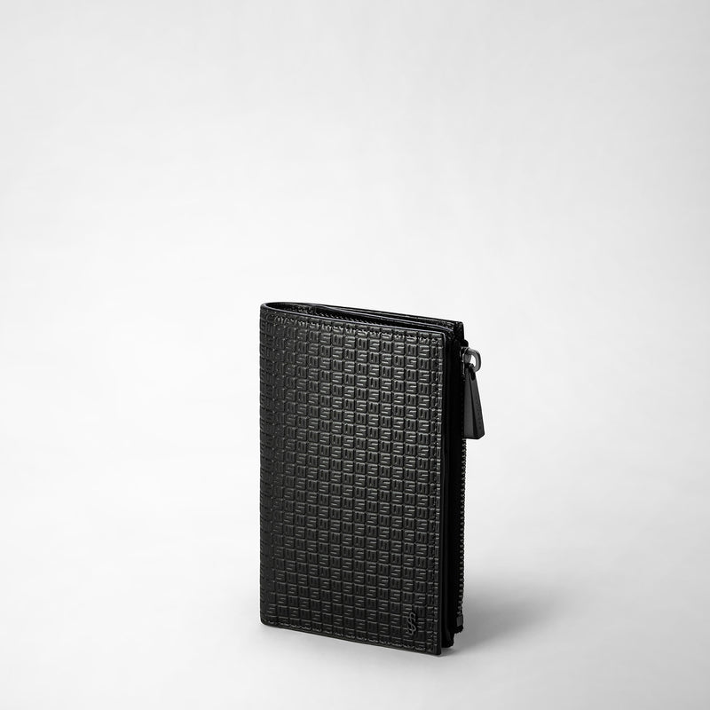 Vertikale brieftasche mit reissverschluss aus stepan - black/black eclipse