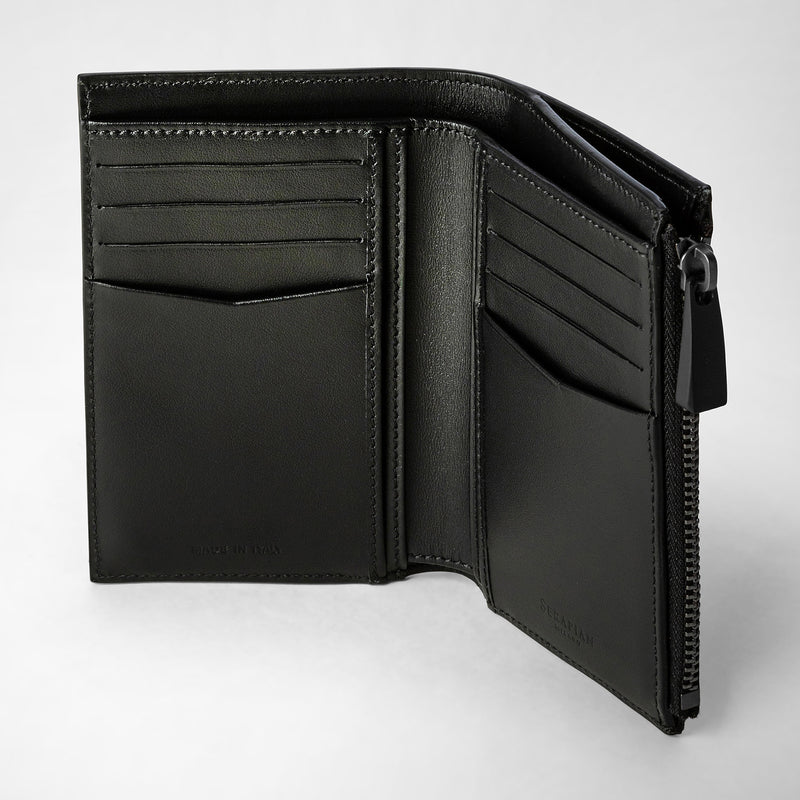 Vertical billfold with zip in stepan - black/black eclipse