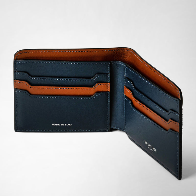 6-card billfold wallet in stepan - ocean blue/navy/cuoio