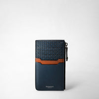 ZIP CARD CASE IN STEPAN 72 Ocean Blue/Navy/Cuoio