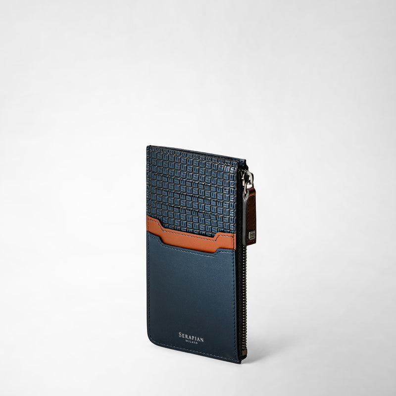 Stepan 72製ファスナーカードケース - ocean blue/navy/cuoio