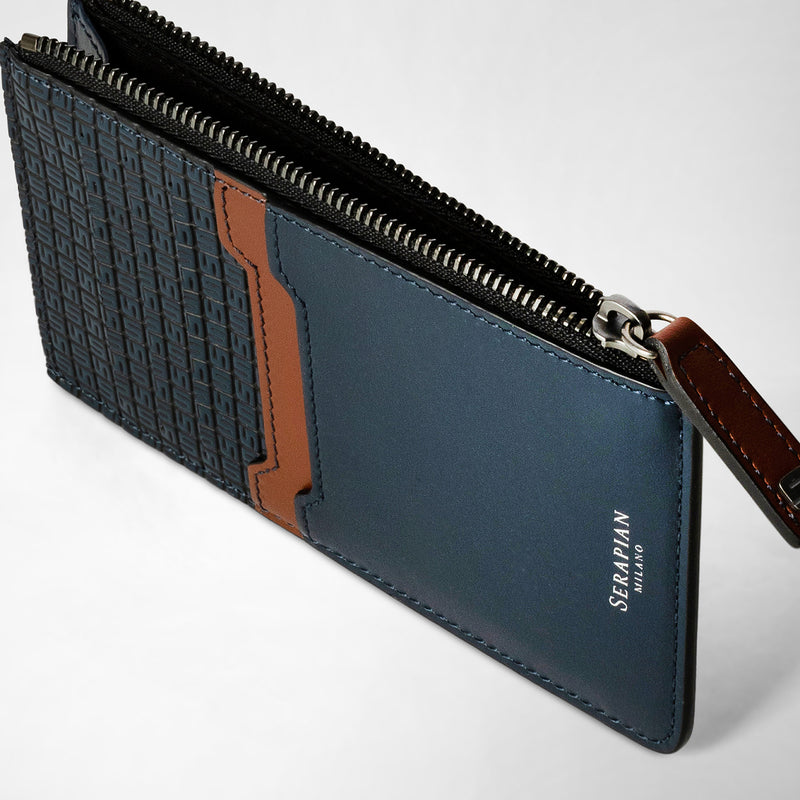 Stepan 72製ファスナーカードケース - ocean blue/navy/cuoio