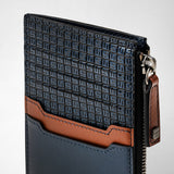 Zip card case in stepan 72 - ocean blue/navy/cuoio