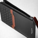 Zip card case in stepan 72 - black/black/cuoio