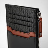 Zip card case in stepan 72 - black/black/cuoio