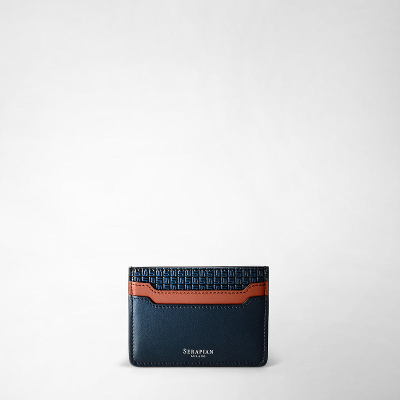 5-card holder in stepan 72 - ocean blue/navy/cuoio