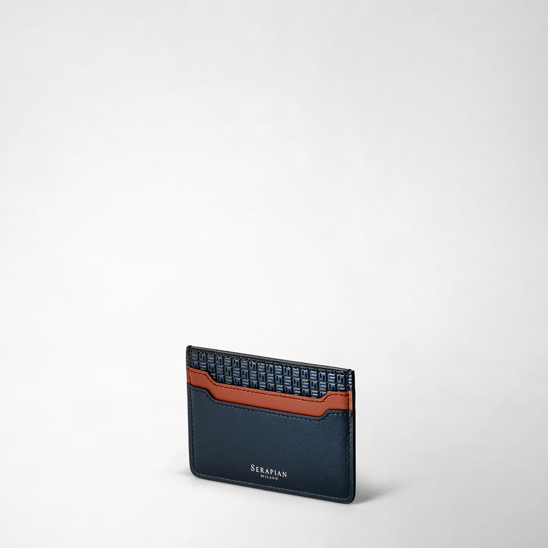 5-card holder in stepan 72 - ocean blue/navy/cuoio