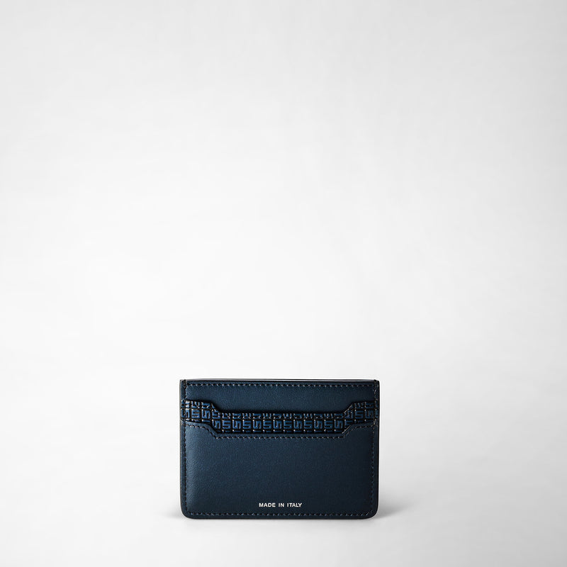 5-card holder in stepan 72 - ocean blue/navy/cuoio