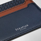 5-card holder in stepan 72 - ocean blue/navy/cuoio