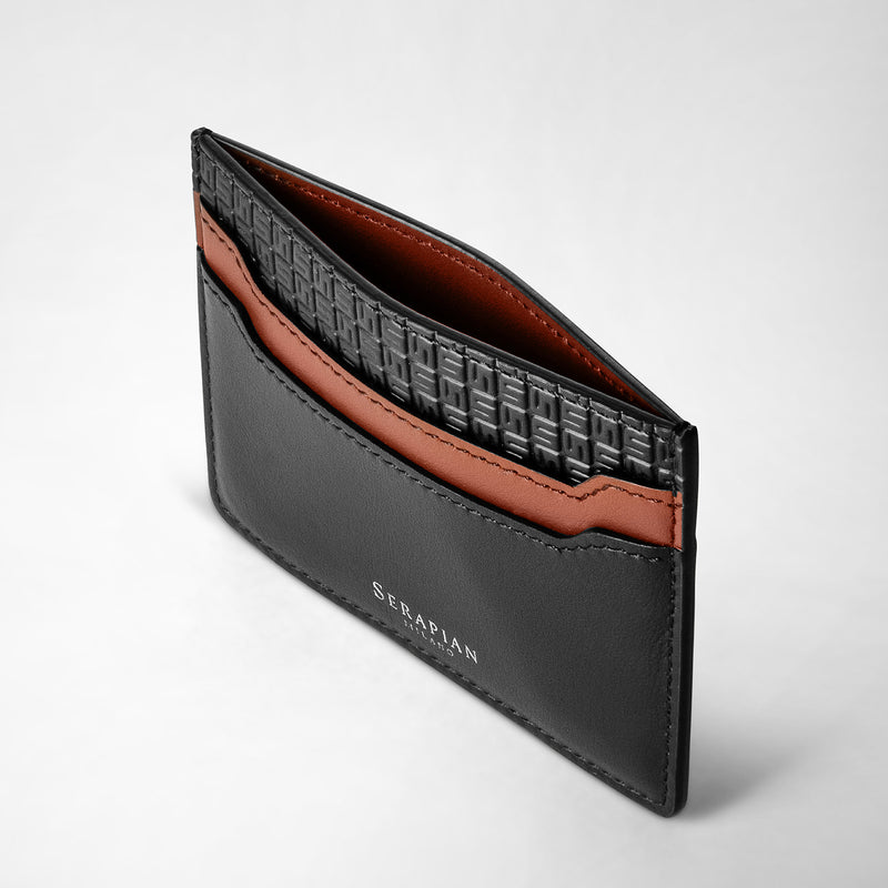 5-card holder in stepan 72 - black/black/cuoio