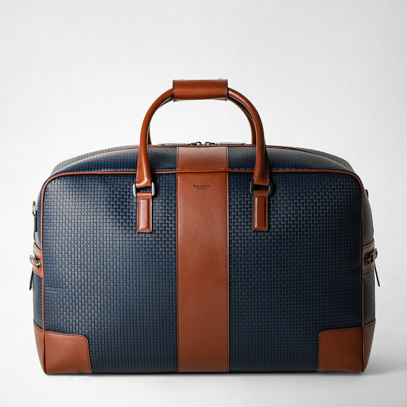 Duffle bag in stepan 72 - ocean blue/cuoio